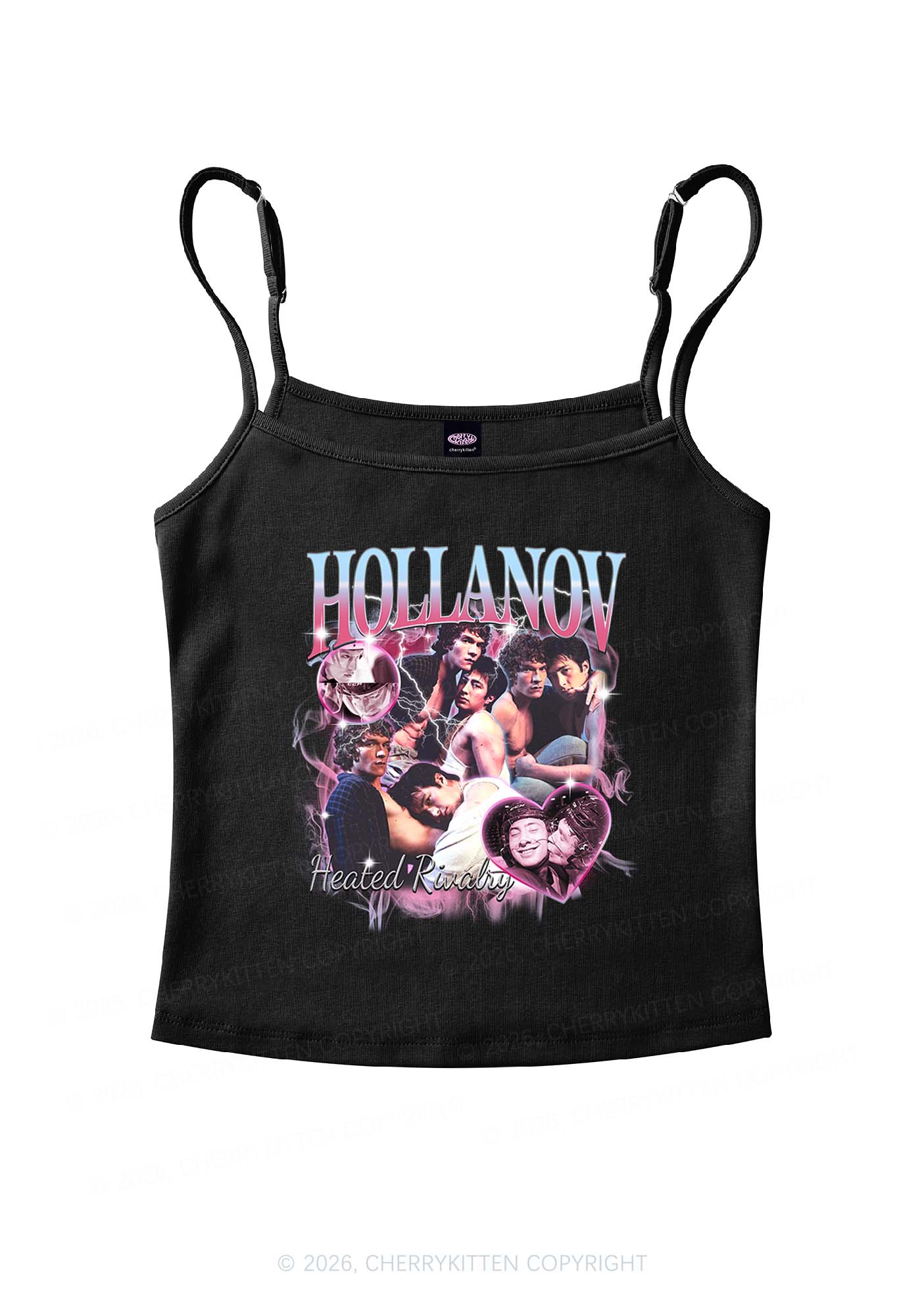 Retro Pink Blue HR Y2K Spaghetti Strap Cami Cherrykitten