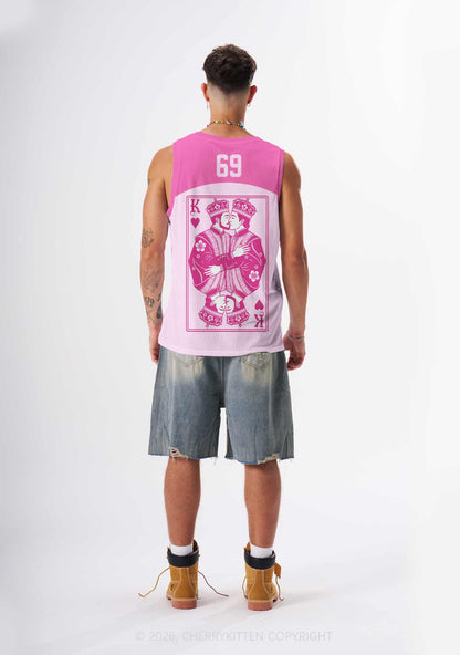 Pink Floral Two Kings Pride Y2K Sport Jersey Tank Cherrykitten