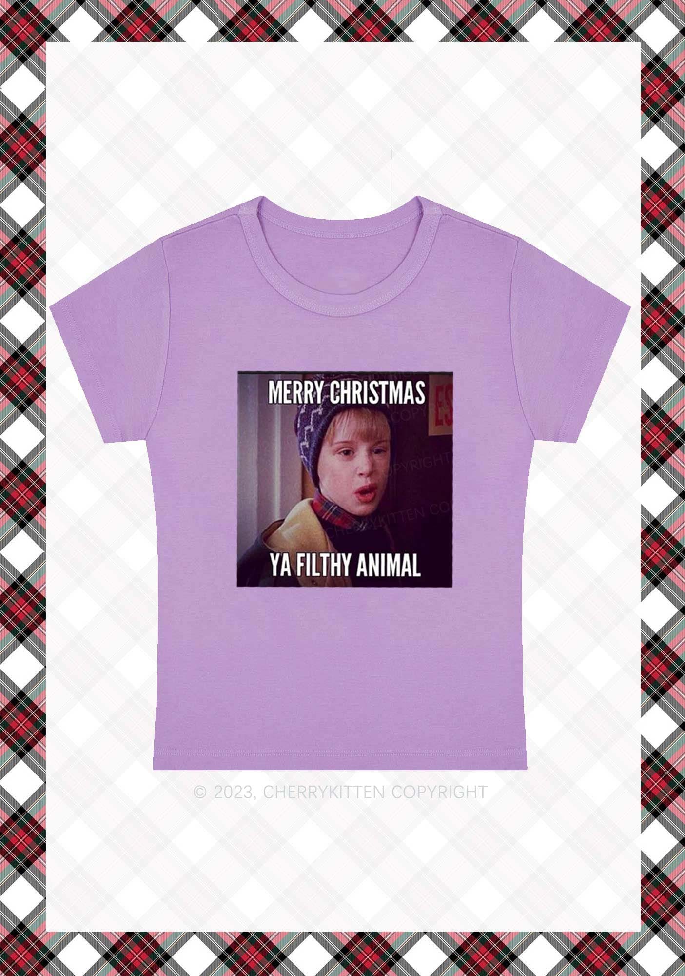 Merry Christmas Ya Filthy Animal Baby Tee Cherrykitten
