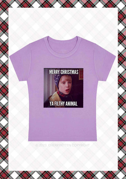 Merry Christmas Ya Filthy Animal Baby Tee Cherrykitten