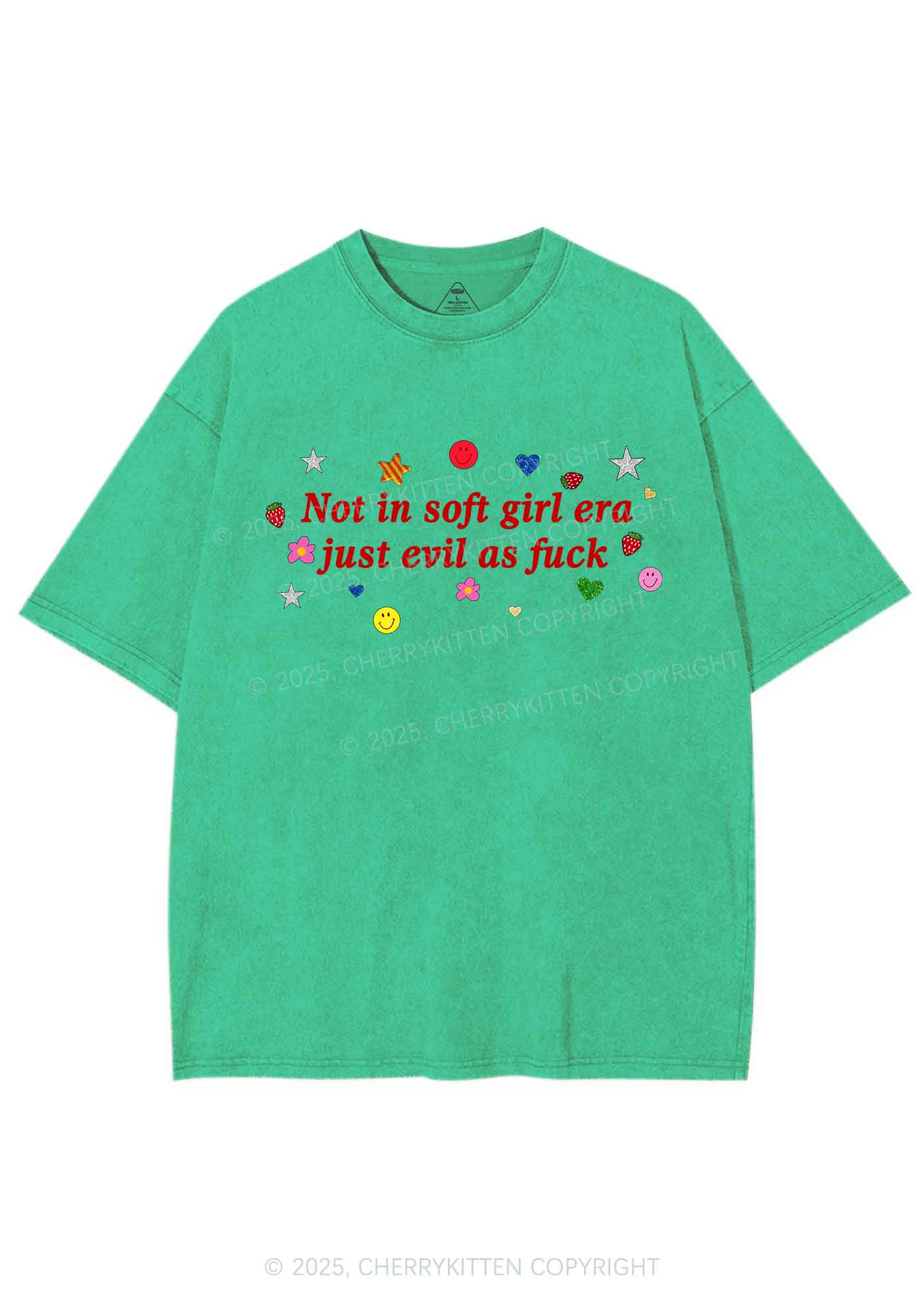 Not In Soft Girl Era Y2K Shirts Washed Tee Cherrykitten