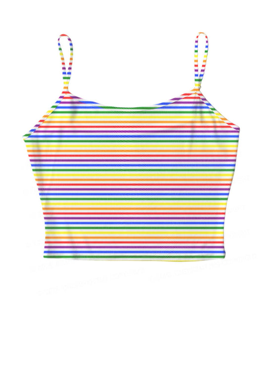Rainbow Stripes Pride Y2K Mesh Cami Tank Cherrykitten