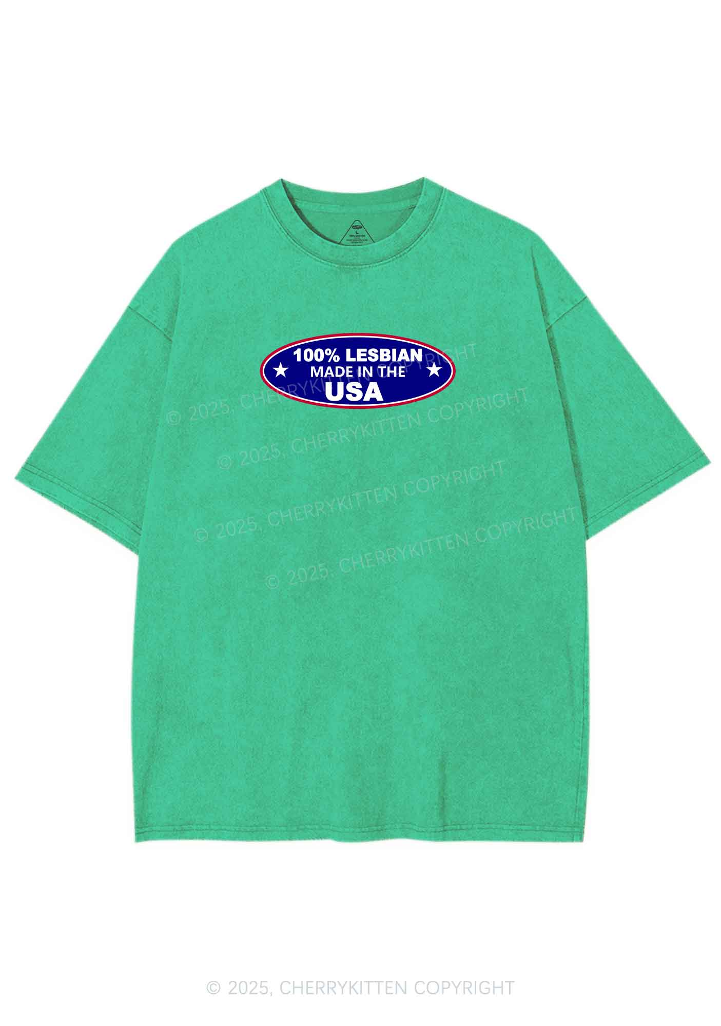 Lesbian Made In USA Y2K Shirts Washed Tee Cherrykitten