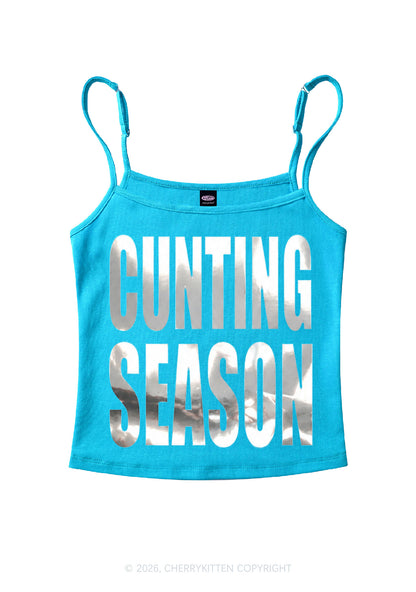 Cxxting Season Silver Foil Printed Y2K Spaghetti Strap Cami Cherrykitten