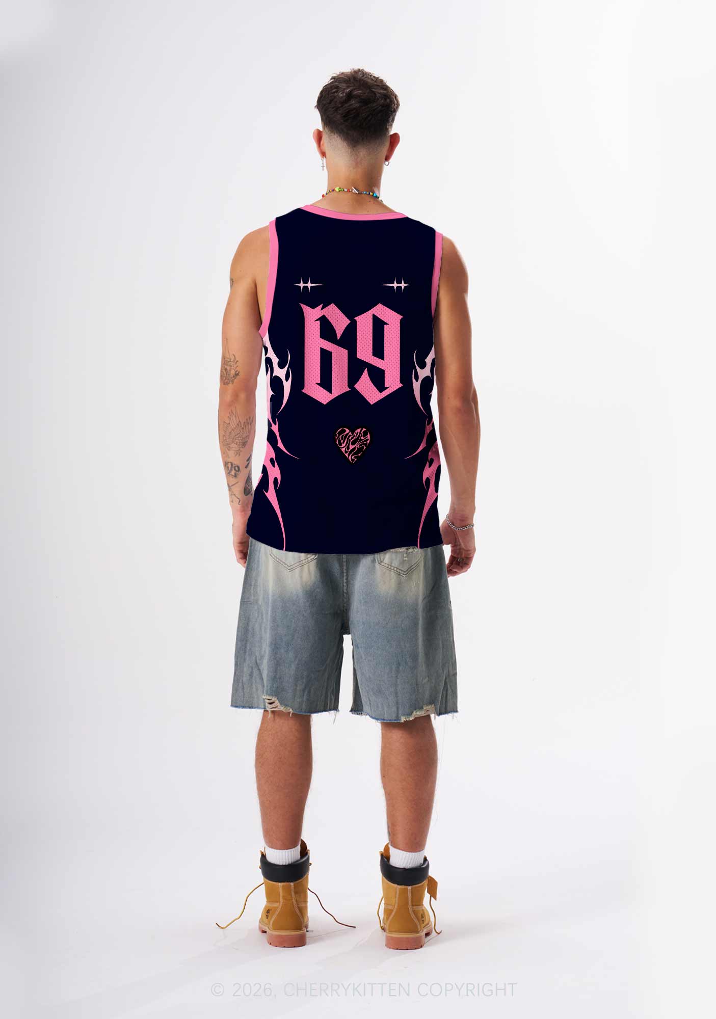 Pink Black Gay King Pride Y2K Sport Jersey Tank Cherrykitten