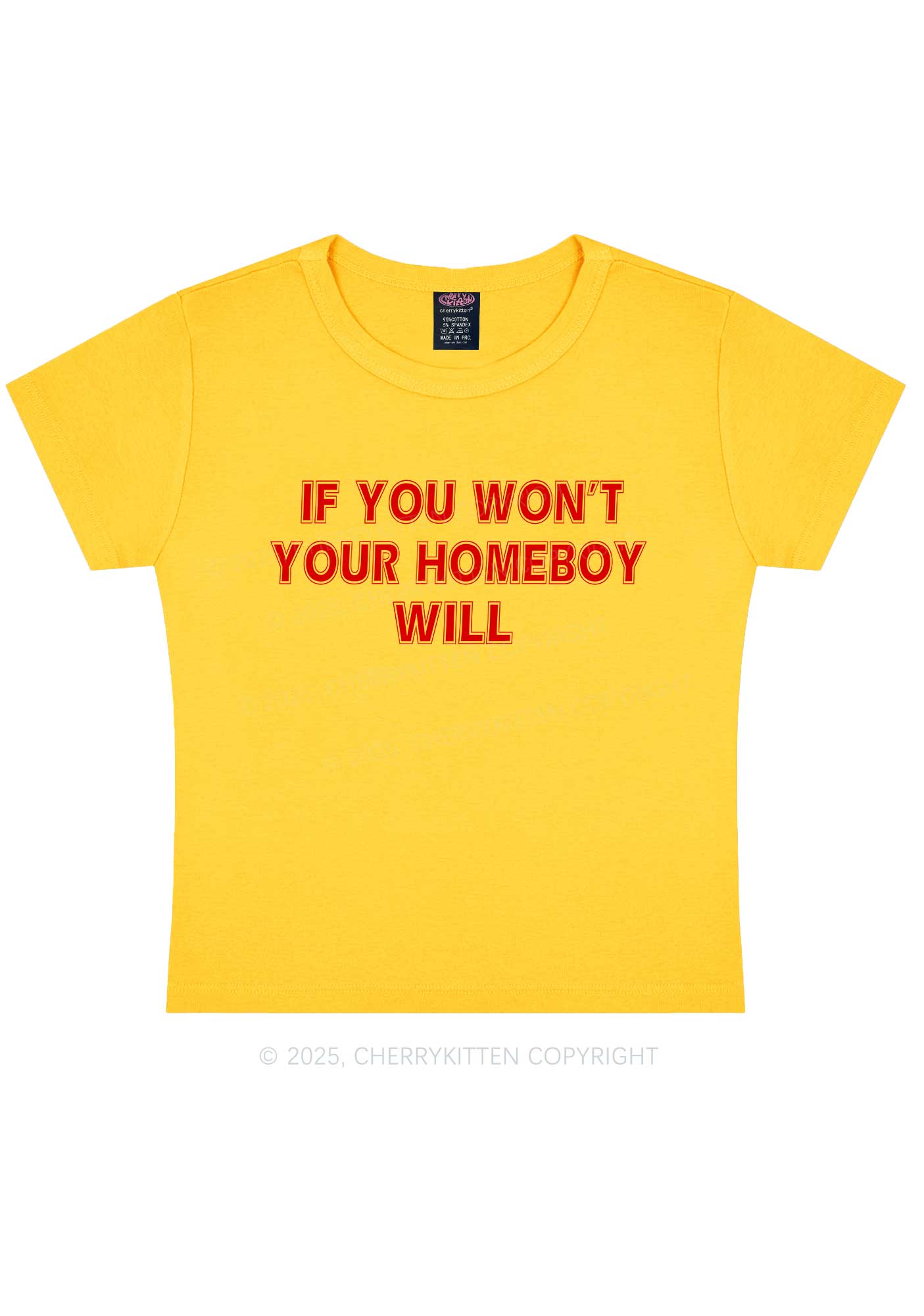 Your Homeboy Will Y2K Baby Tee Cherrykitten
