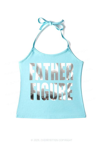 Father Figure Silver Foil Printed Y2K Halter Neck Cami Cherrykitten