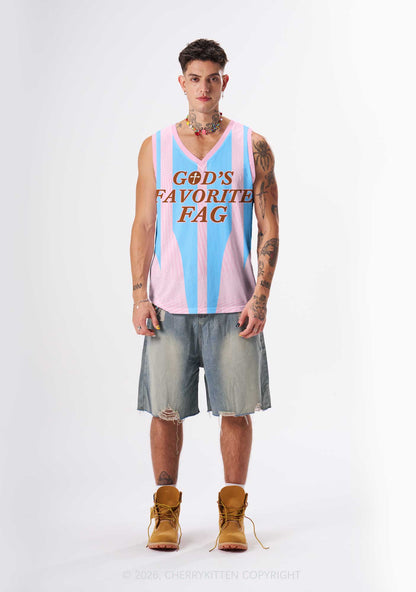 Light Pink Gods Favorite Fag Pride Y2K Sport Jersey Tank Cherrykitten