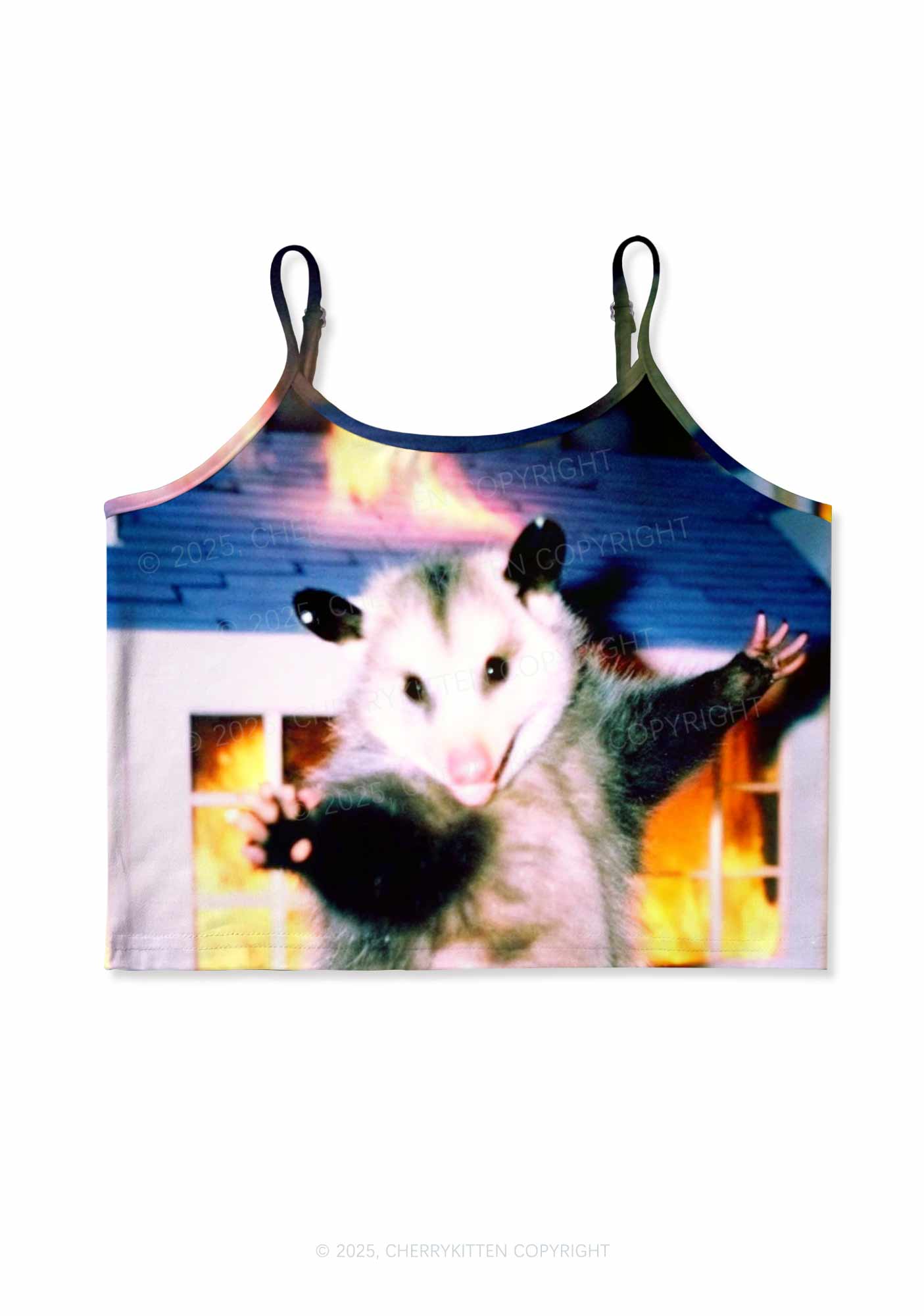 Rat Dancing Y2K Print Cami Crop Top Cherrykitten
