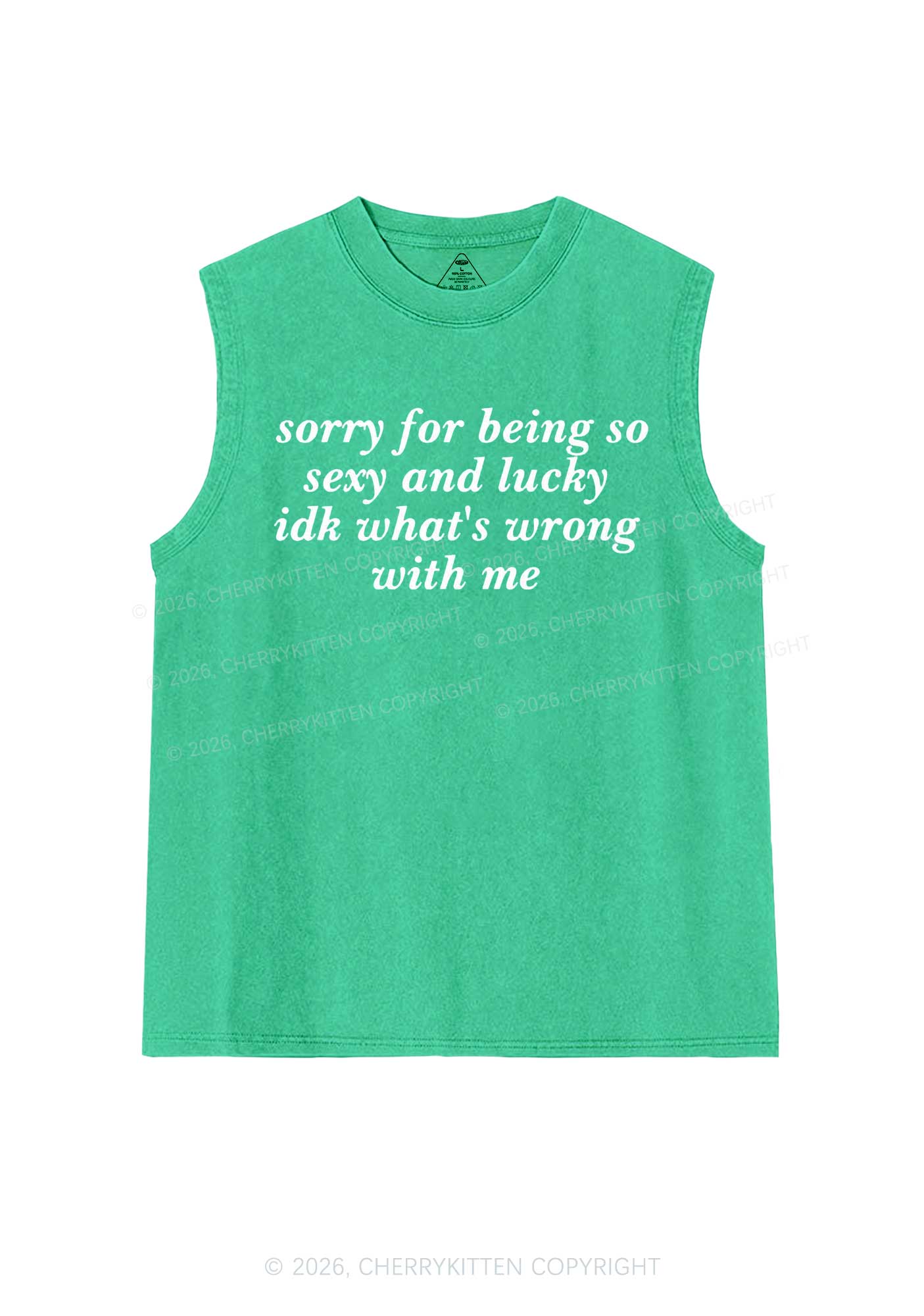 Sorry For Being So Lucky St Patricks Y2K Washed Tank Cherrykitten