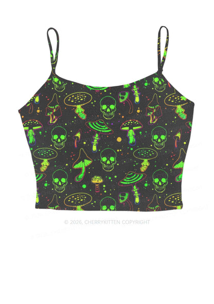 Neon Skull Mushroom Y2K Mesh Cami Tank Cherrykitten