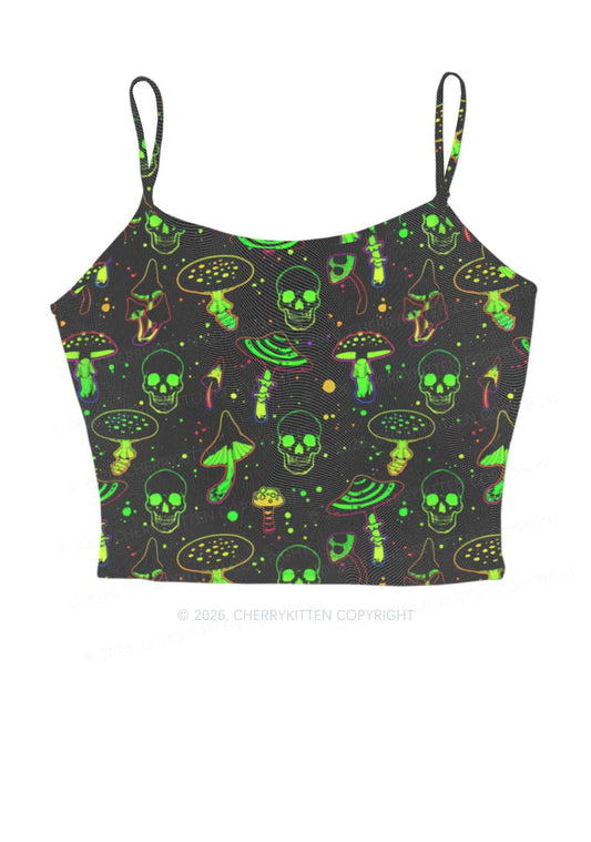 Neon Skull Mushroom Y2K Mesh Cami Tank Cherrykitten