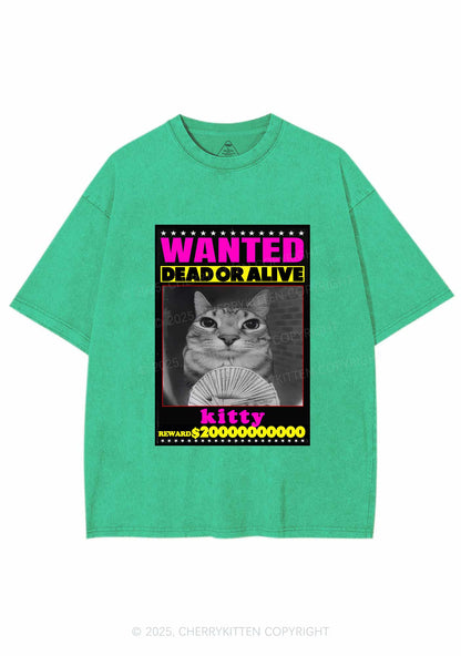 Custom Wanted Kitten Y2K Shirts Washed Tee Cherrykitten