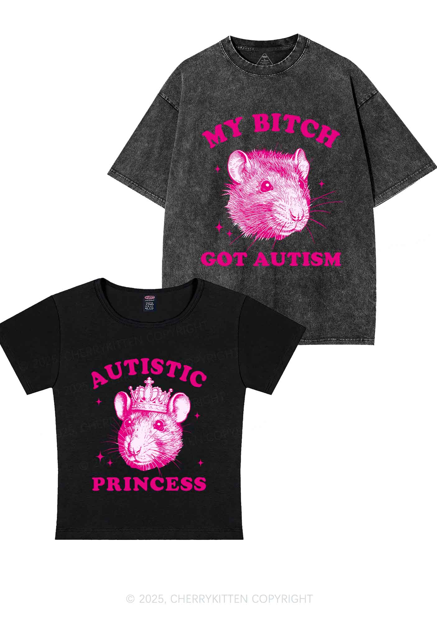 Autistic Princess Rats Y2K Valentine's Day Couple Shirt Cherrykitten