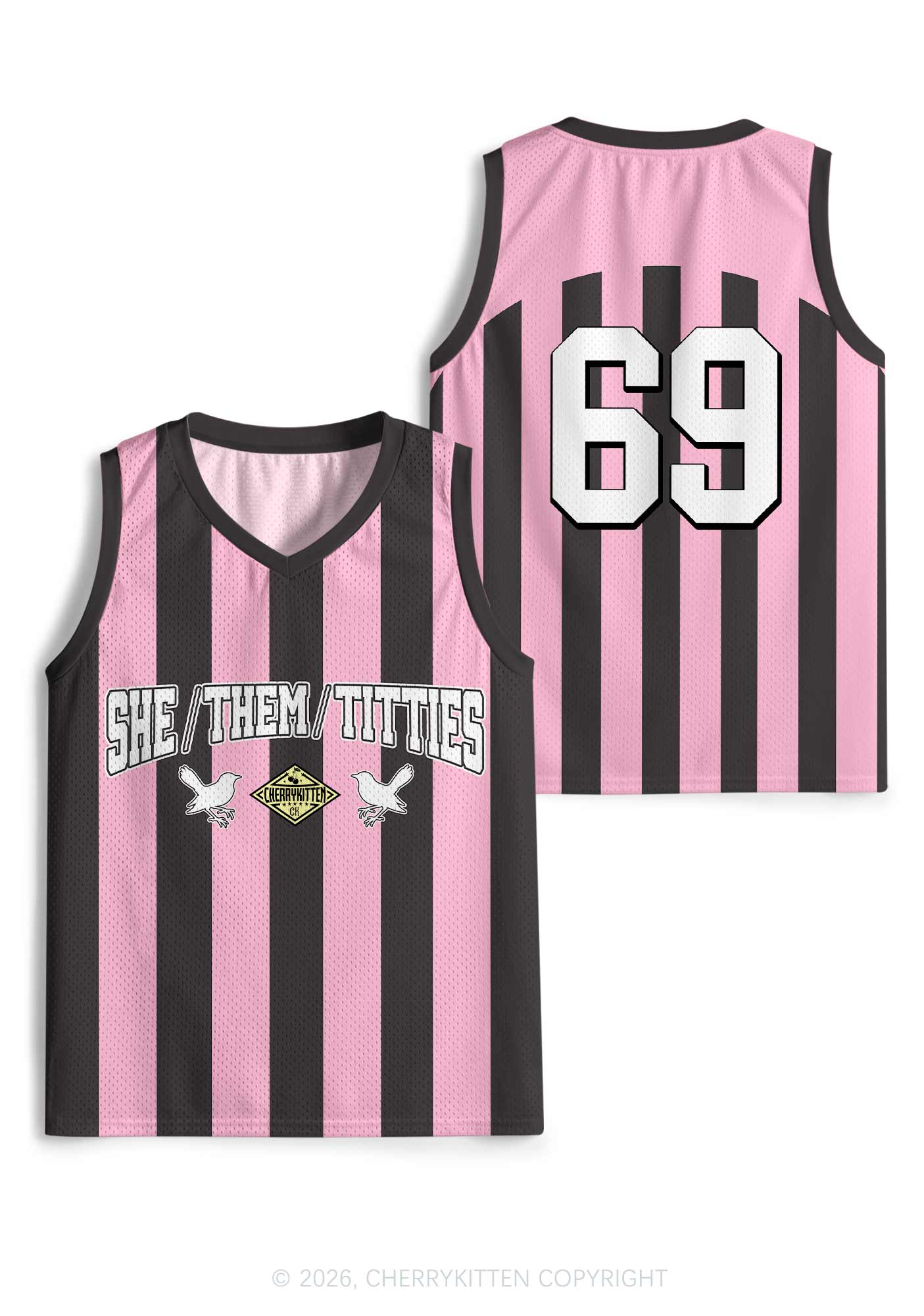 Pink Stripes She Them Txtties Pride Y2K Sport Jersey Tank Cherrykitten