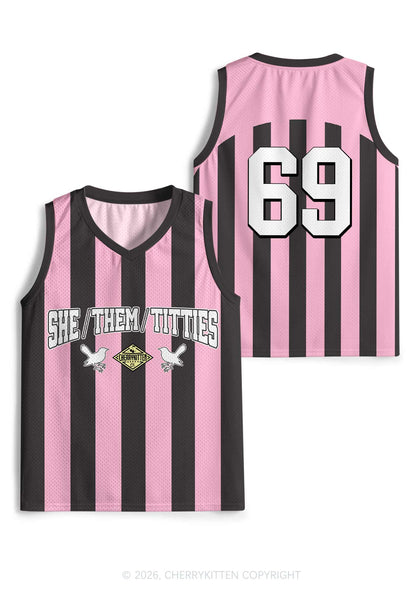Pink Stripes She Them Txtties Pride Y2K Sport Jersey Tank Cherrykitten
