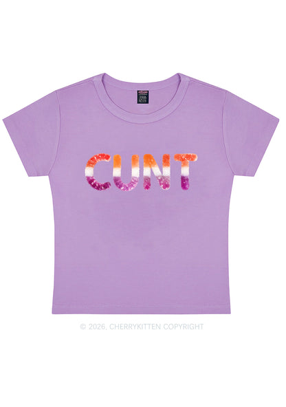 Lesbian Candy Cxxt Pride Y2K Baby Tee Cherrykitten
