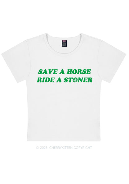 Save Horse Ride Stoner Y2K Baby Tee Cherrykitten