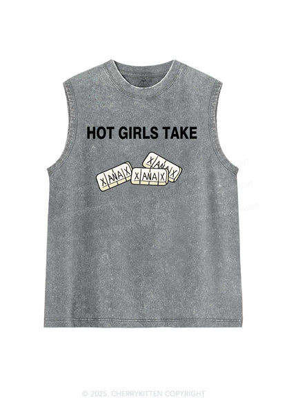 Hot Girls Take Xanax Y2K Washed Muscle Tank Cherrykitten
