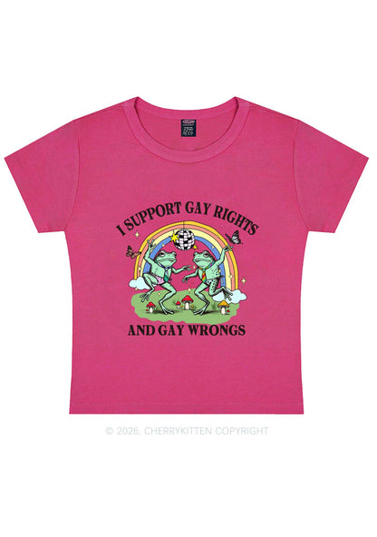 I Support Gay Rights Disco Frogs Y2K Baby Tee Cherrykitten