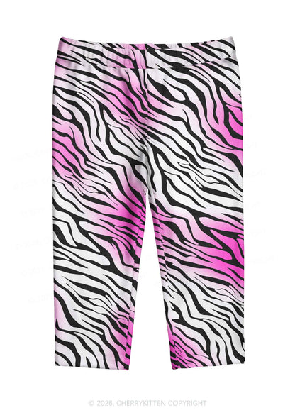 Gradient Pink Zebra Stripe Y2K Print Capri Pants Cherrykitten