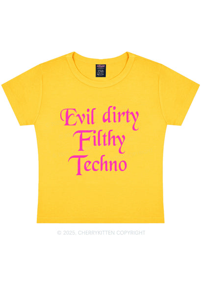Evil Dirty Filthy Techno Y2K Baby Tee Cherrykitten