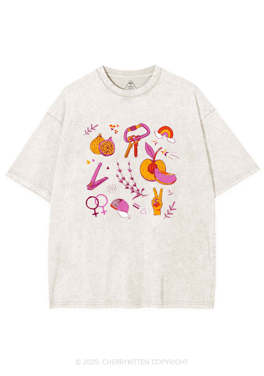 Lesbian Symbols Y2K Shirts Washed Tee Cherrykitten