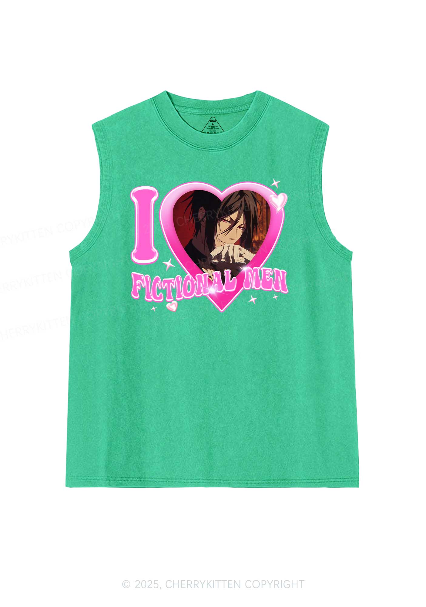 Custom I Love Fictional Men Y2K Washed Muscle Tank Cherrykitten
