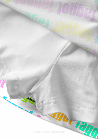 Rainbow Faggot Slogan Pride Y2K Print Mini Skirt Cherrykitten