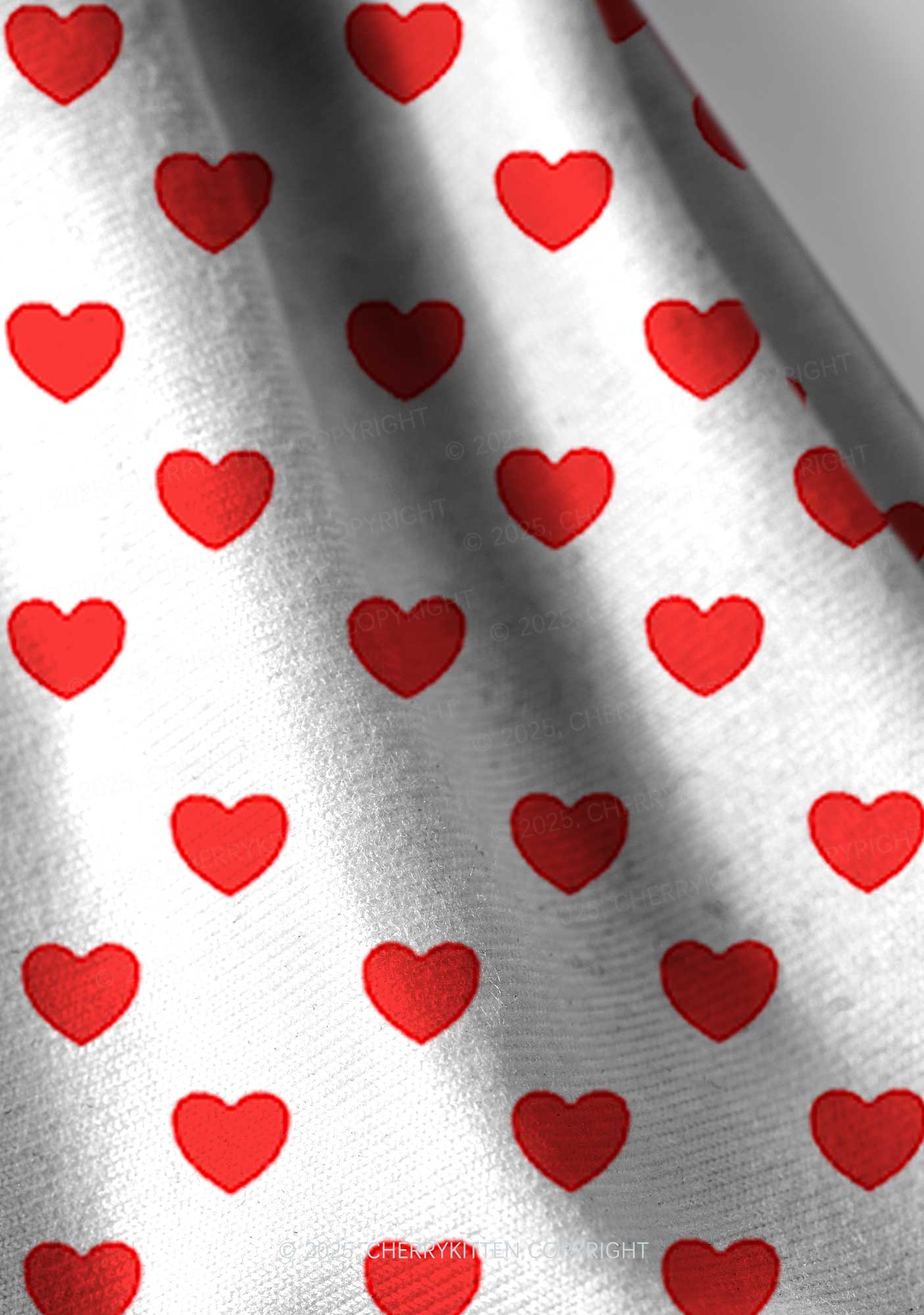 Red Heart On White Valentine's Day Y2K Print Headband Cherrykitten