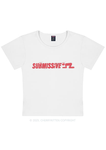Rhinestone Submissive Man Y2K Baby Tee Cherrykitten
