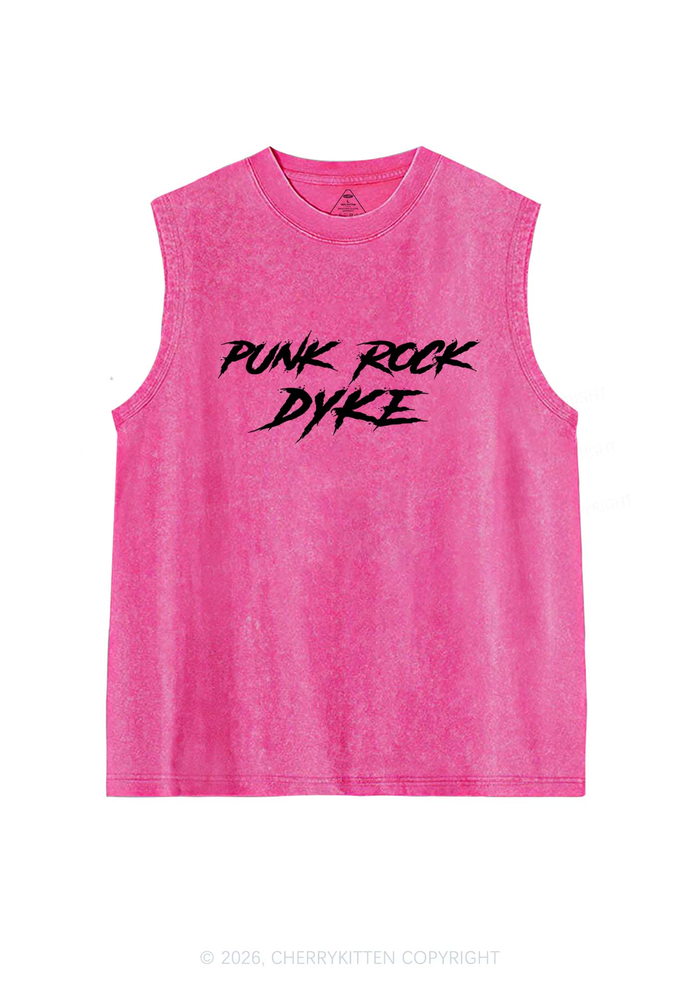 Punk Rock Dyke Pride Y2K Washed Muscle Tank Cherrykitten