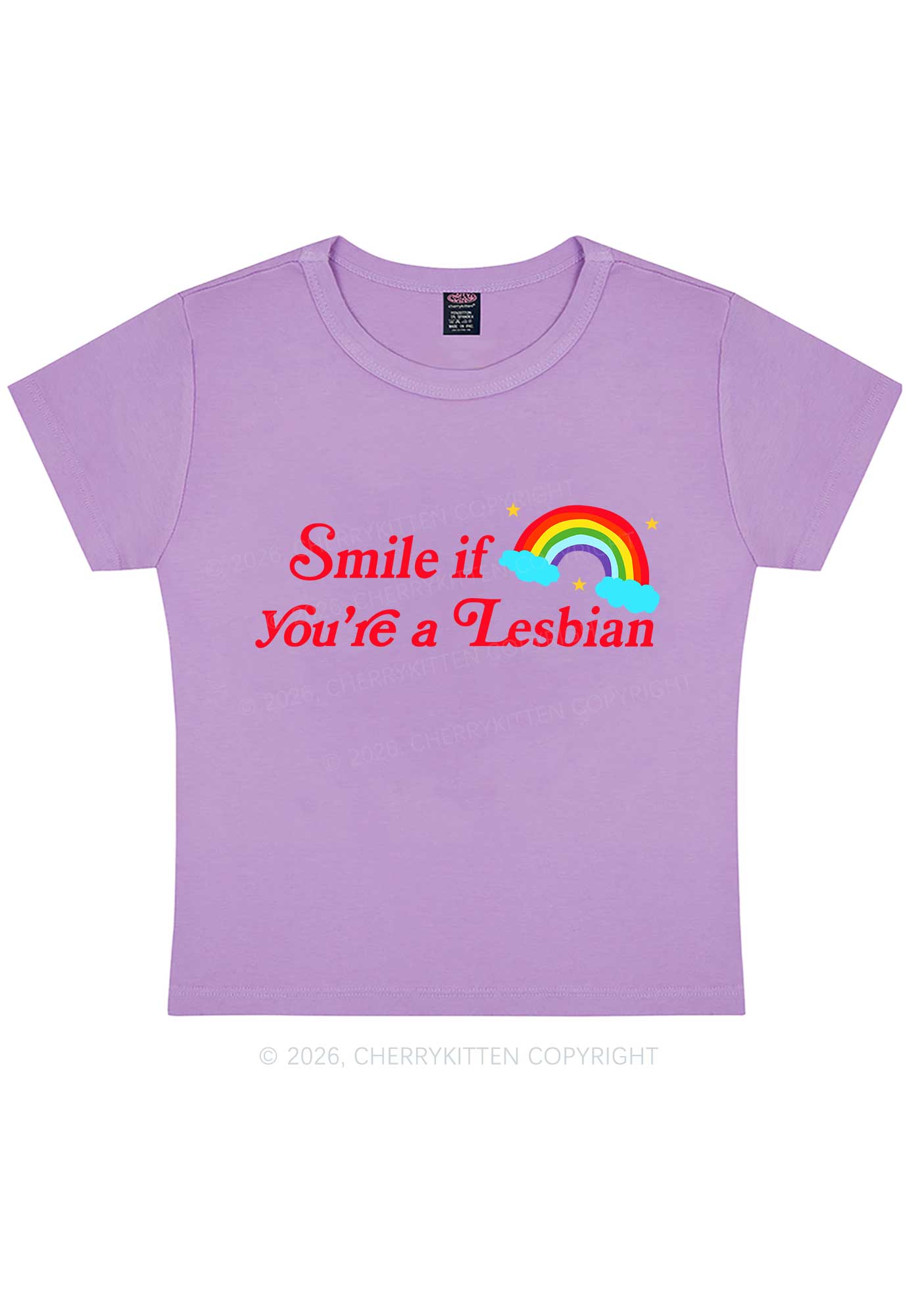Smile If You Are Lesbian Pride Y2K Baby Tee Cherrykitten