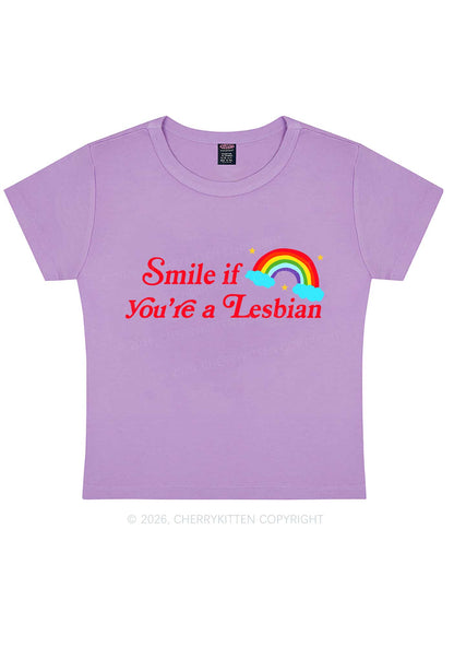 Smile If You Are Lesbian Pride Y2K Baby Tee Cherrykitten