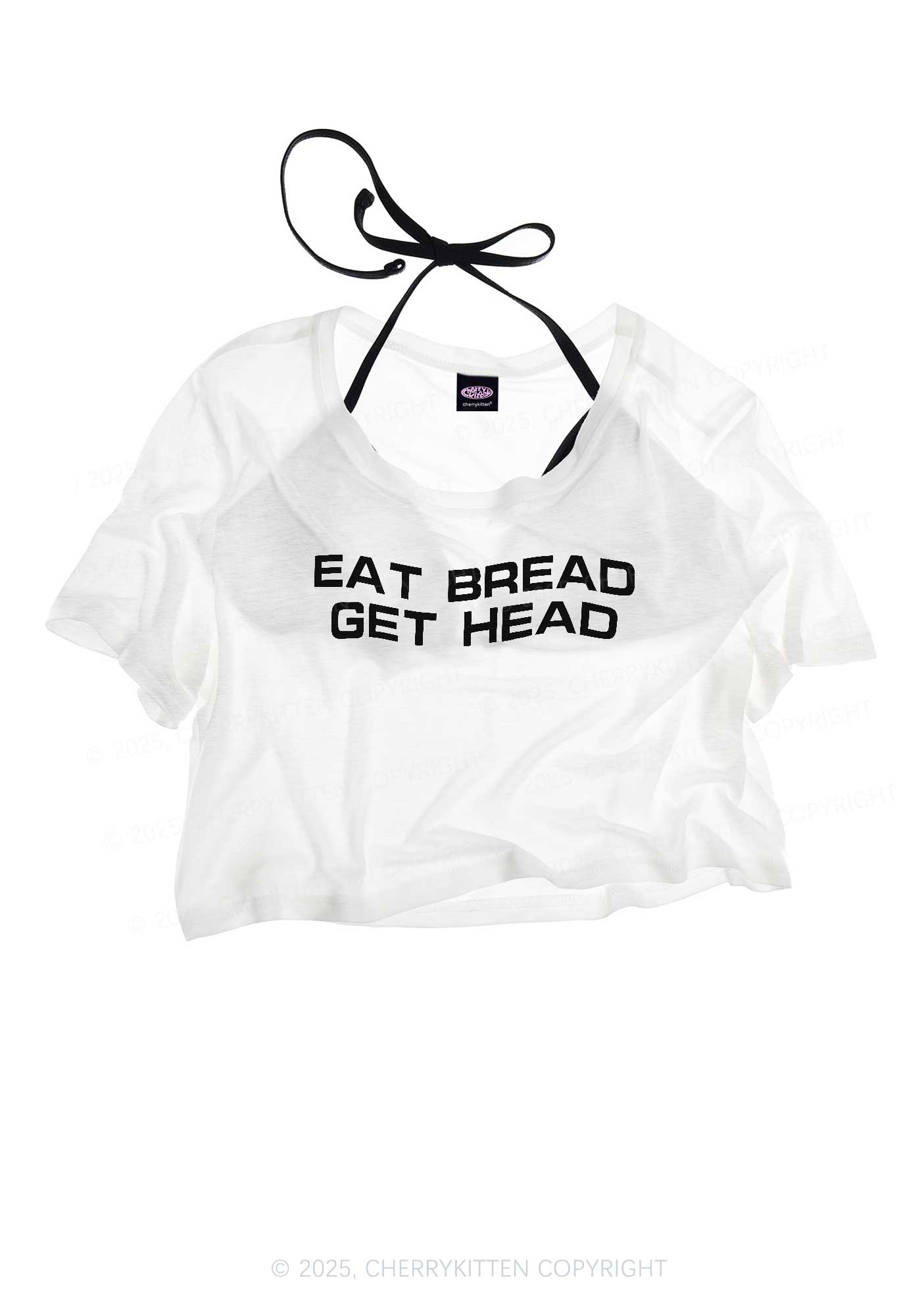 Eat Bread Get Head Y2K Sheer Crop Tee Cherrykitten