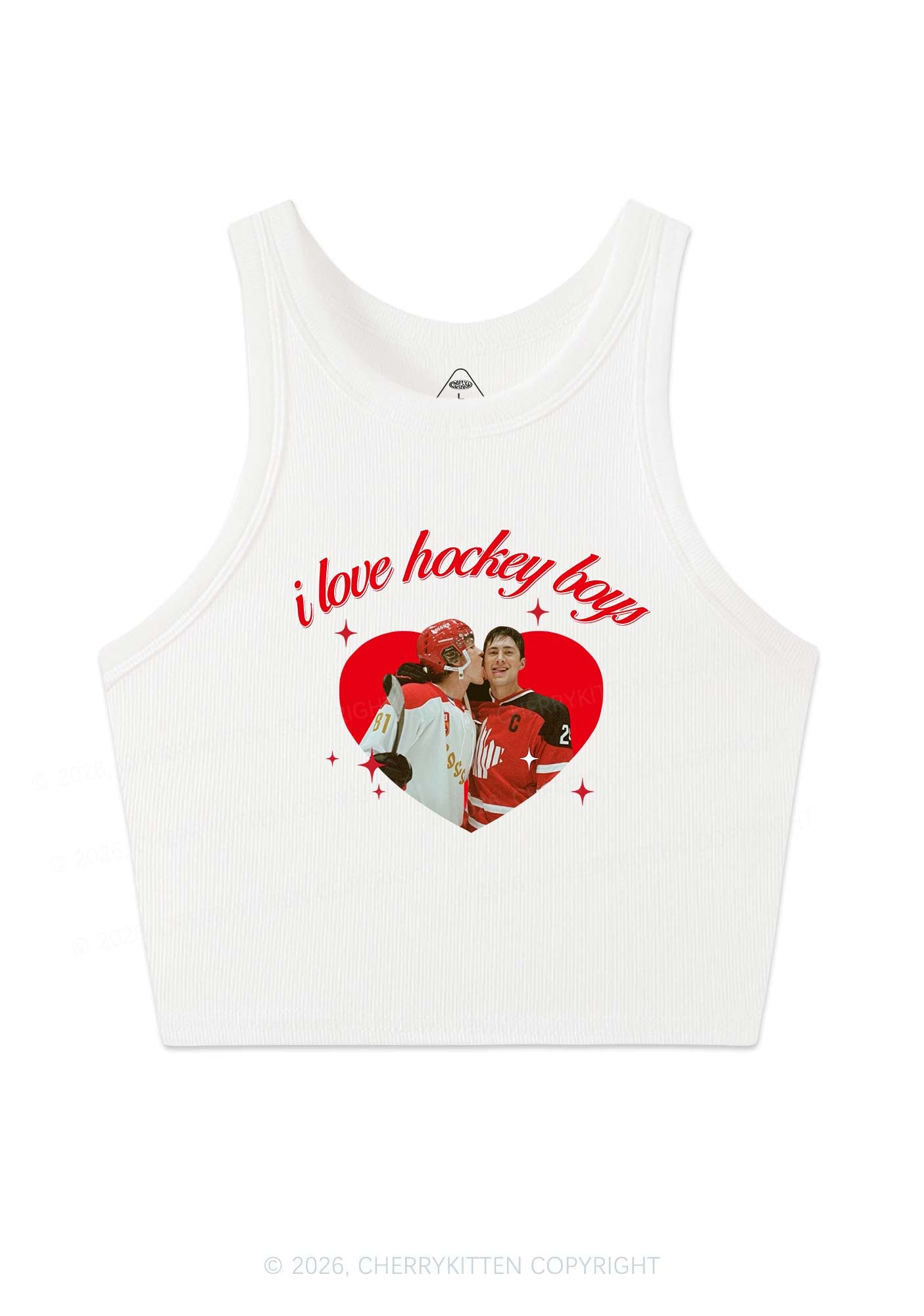 I Love Hockey Boys HR Y2K Crop Tank Top Cherrykitten
