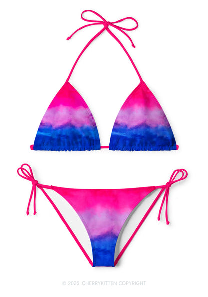 Bisexual Flag Pride Y2K Print Bikini Set Cherrykitten