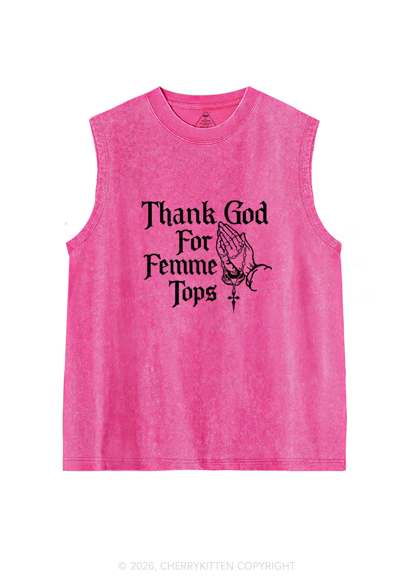 Thank God For Femme Tops Pride Y2K Washed Muscle Tank Cherrykitten