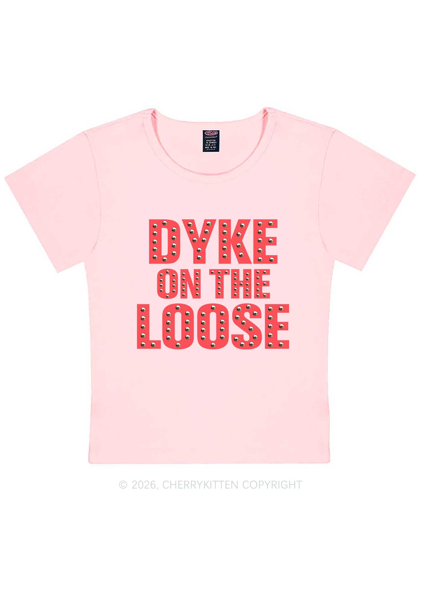Dyke On The Loose Pride Y2K Baby Tee Cherrykitten