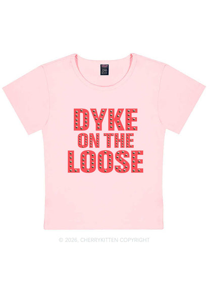 Dyke On The Loose Pride Y2K Baby Tee Cherrykitten