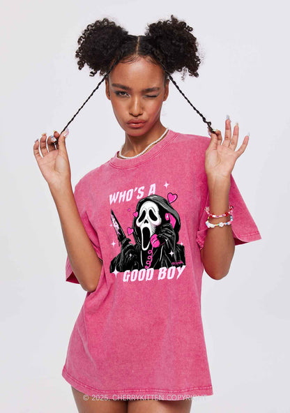 Halloween Ghost Good Boy Y2K Shirts Washed Tee Cherrykitten