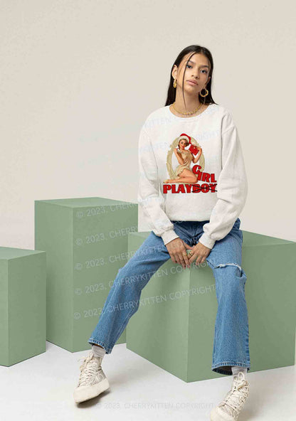 Girl Play Not Boy Christmas Y2K Sweatshirt Cherrykitten