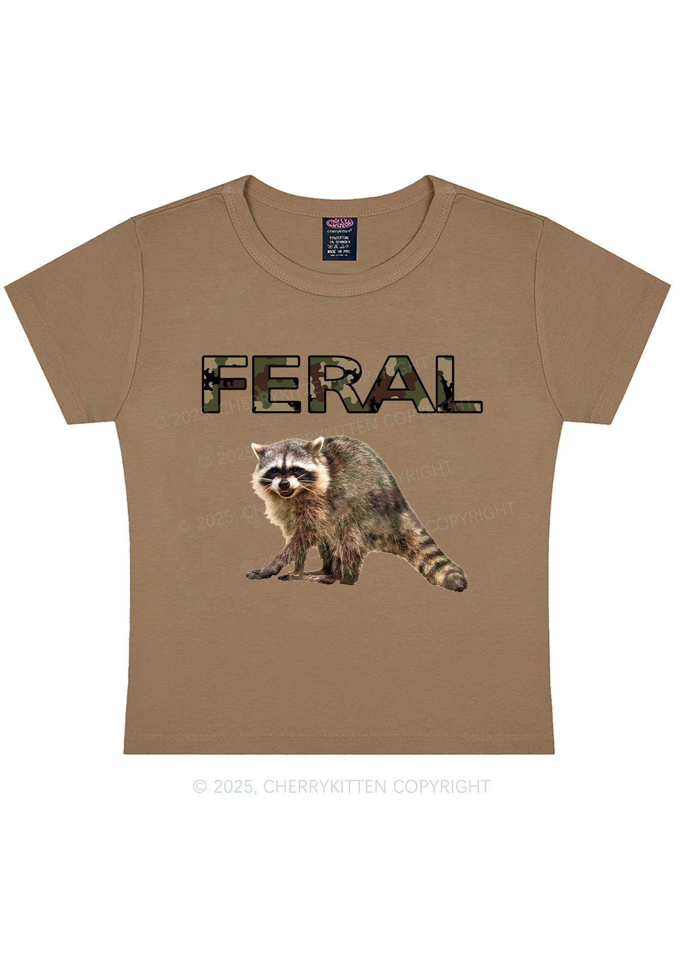 Feral Raccoon Y2K Baby Tee Cherrykitten