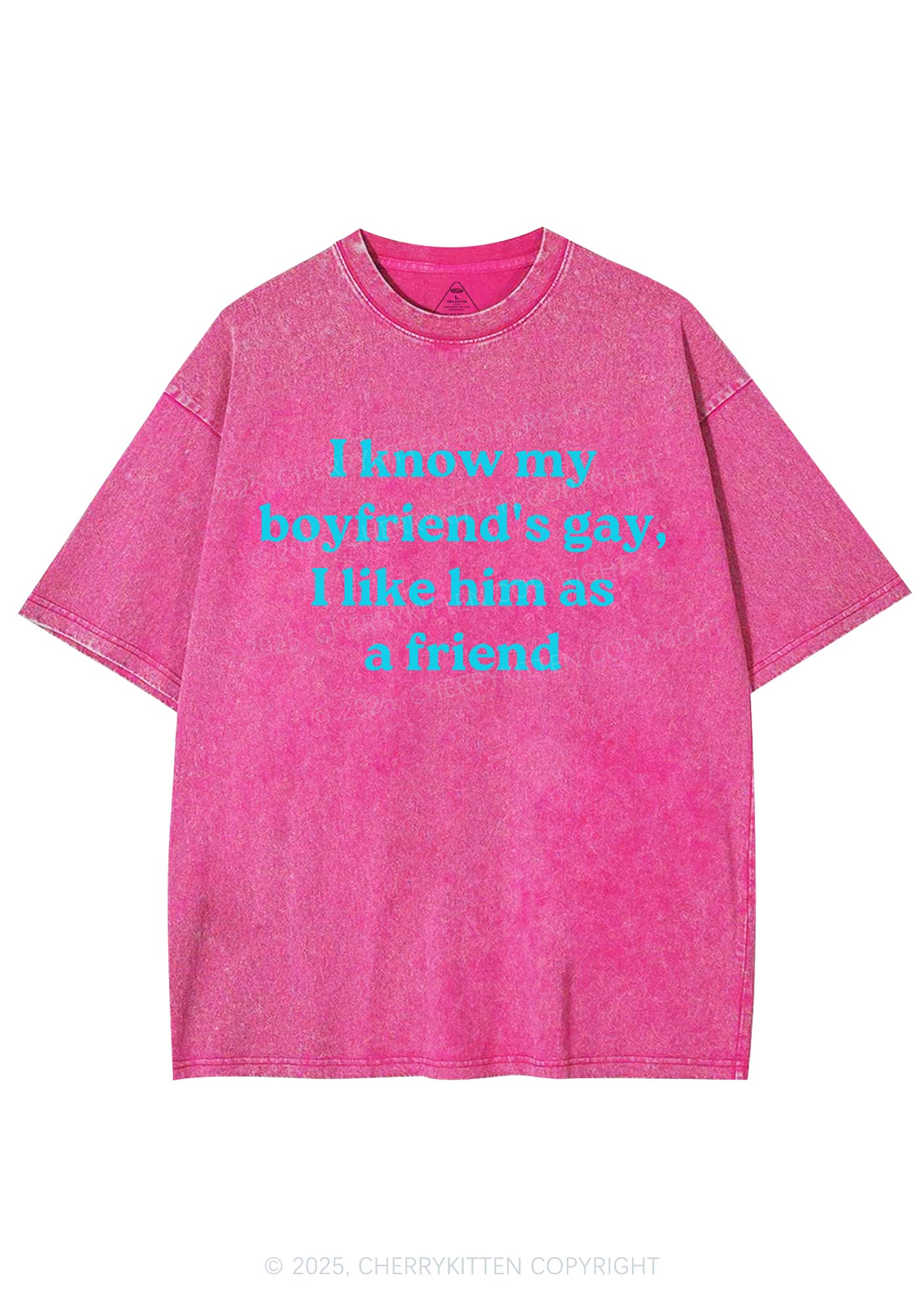 I Know My BF Is Gay Pride Y2K Shirts Washed Tee Cherrykitten