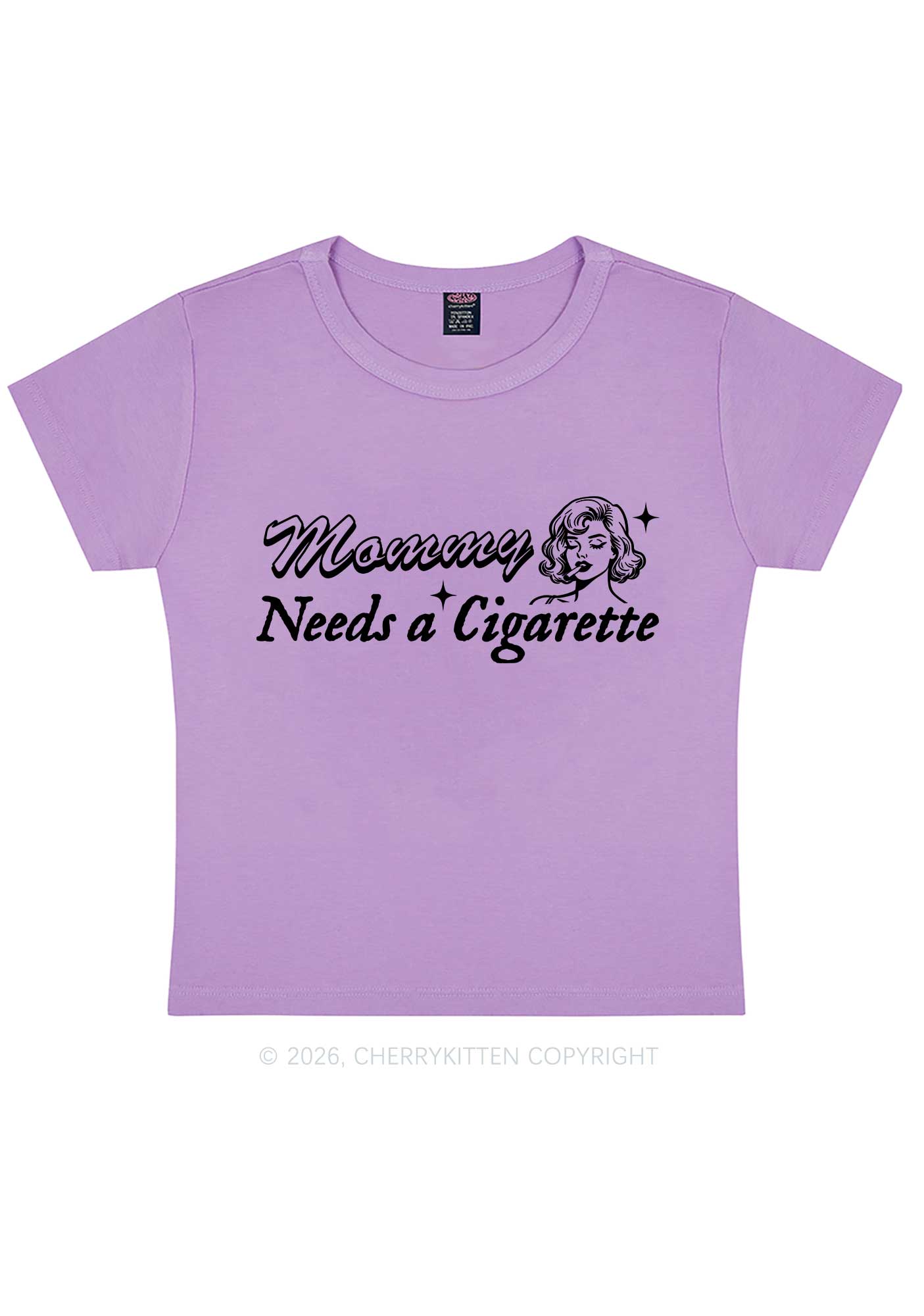 Mommy Needs Cigarette Y2K Baby Tee Cherrykitten