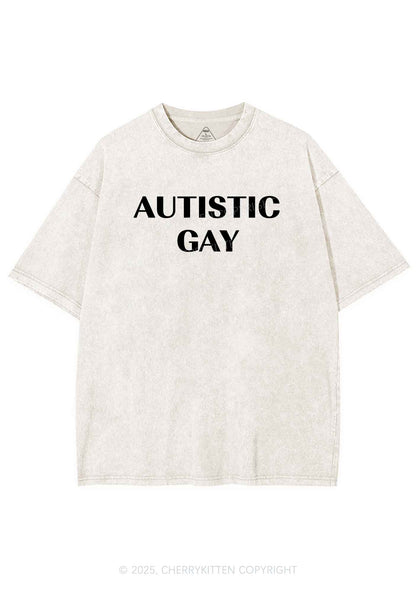 Autistic Gay Pride Y2K Shirts Washed Tee Cherrykitten