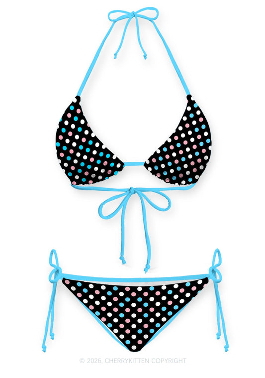 Trans Dots Pride Y2K Print Bikini Set Cherrykitten