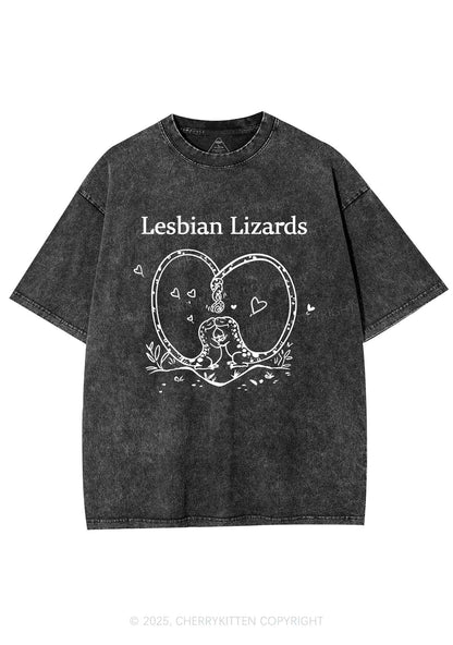 Lesbian Lizards Y2K Shirts Washed Tee Cherrykitten