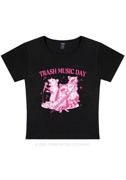 Trash Music Day Y2K Baby Tee Cherrykitten