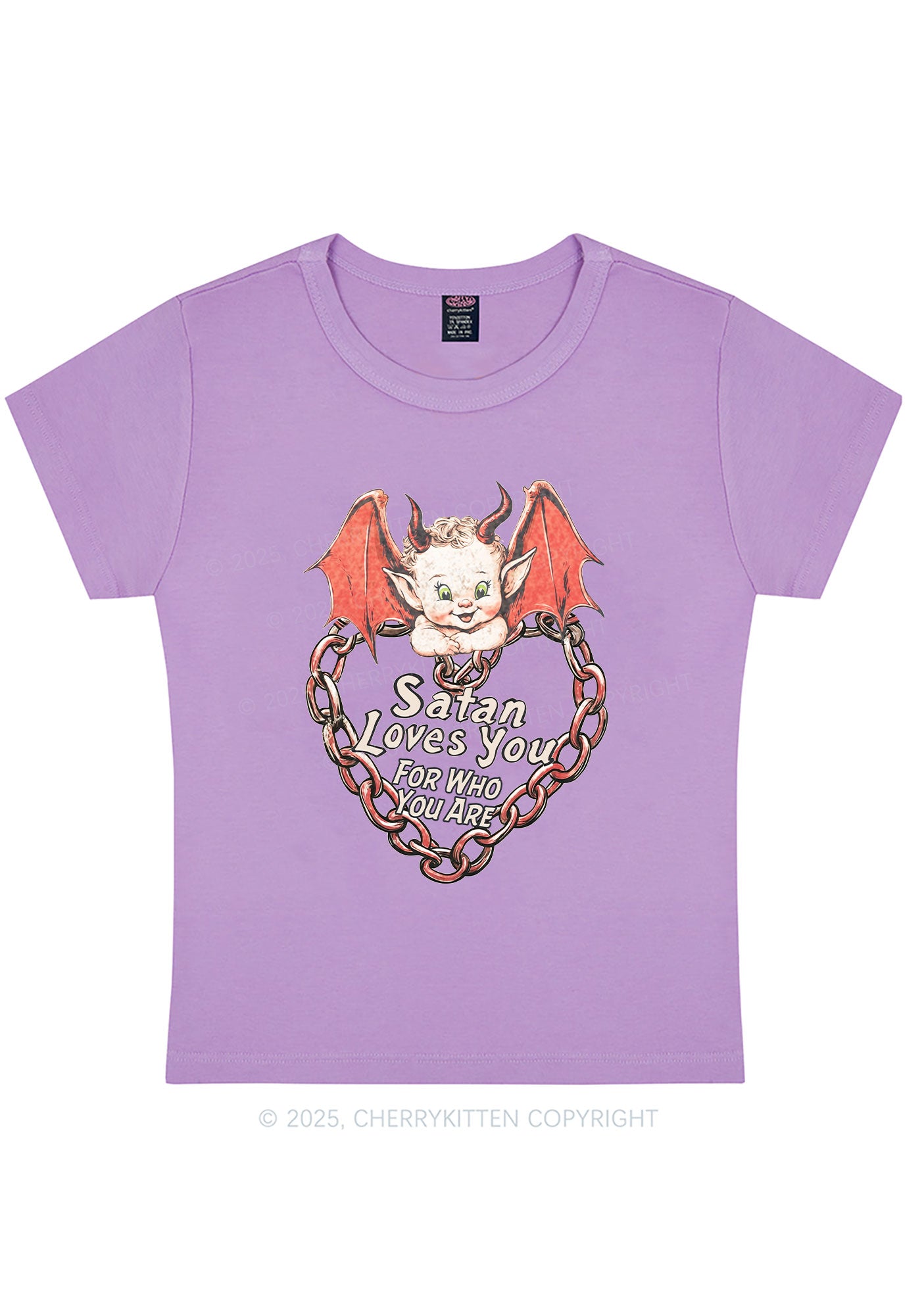 Satan Loves You Y2K Baby Tee Cherrykitten